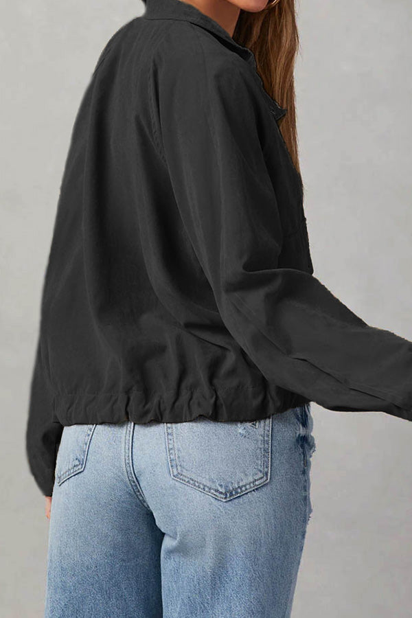 Brushed plaid lapel multi-button two-pocket midi jacket