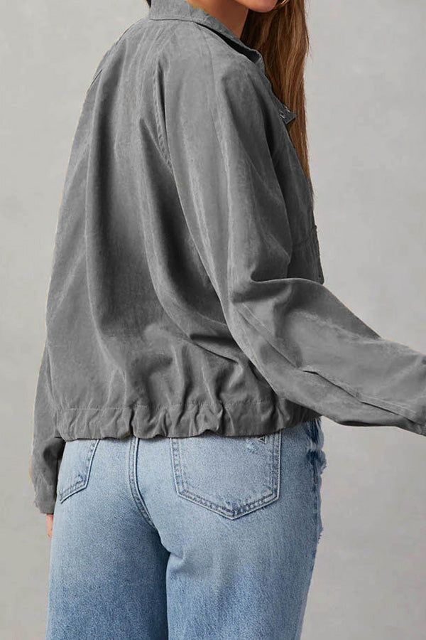 Brushed plaid lapel multi-button two-pocket midi jacket