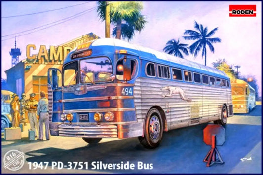 1947 GMC PD3751 Silverside Greyhound Bus (New Tool) 1/35 Roden