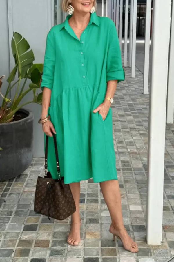 New Women's Cotton linen casual dress