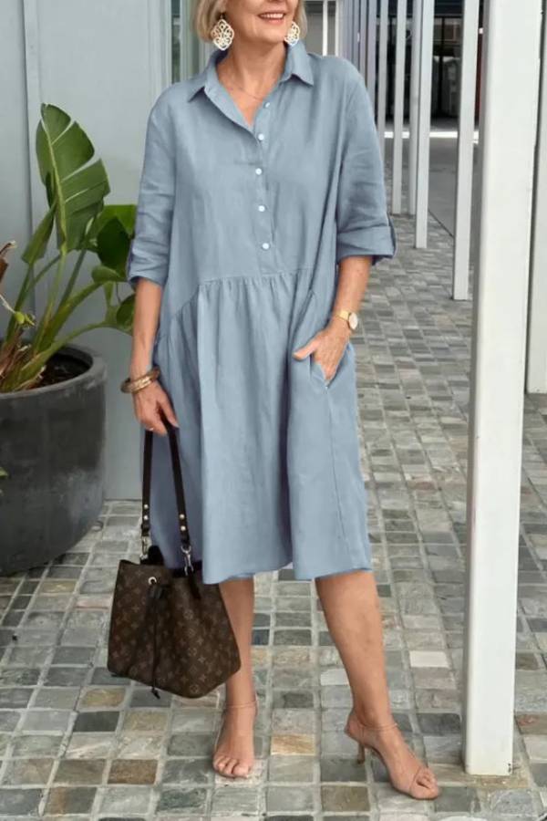 New Women's Cotton linen casual dress