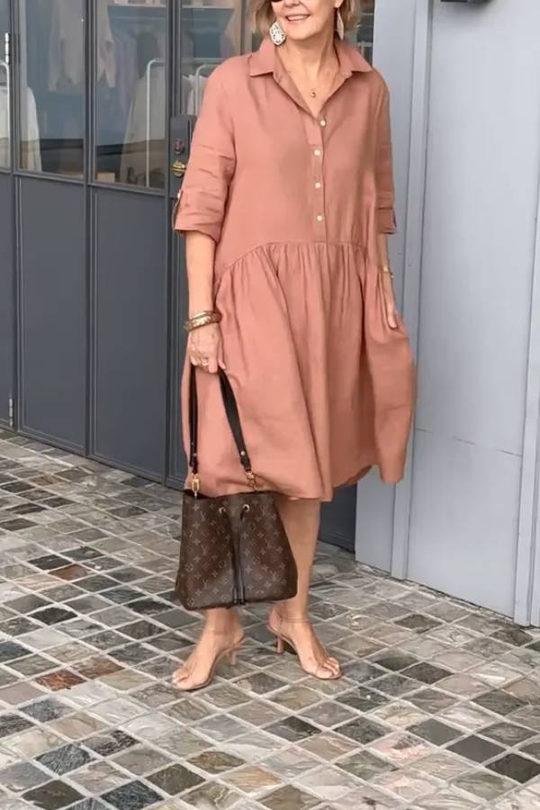 New Women's Cotton linen casual dress