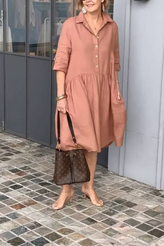 New Women's Cotton linen casual dress