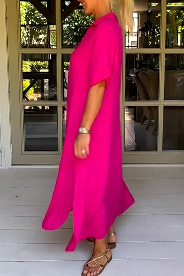 Classy Plain Half Sleeve Midi Dress