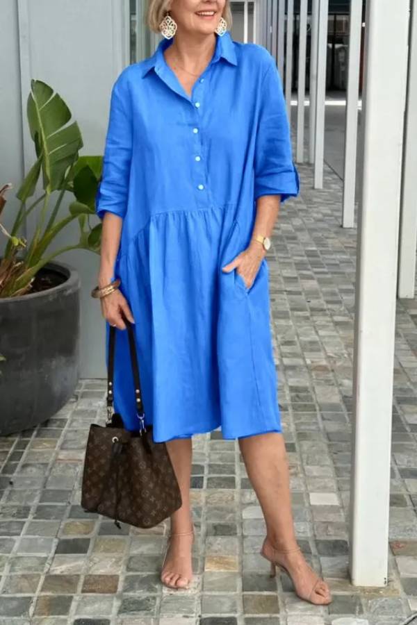 New Women's Cotton linen casual dress