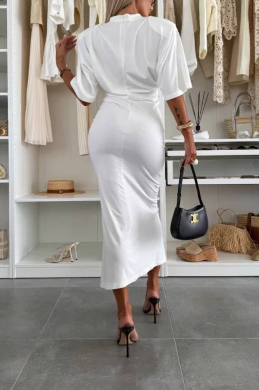 Cotton midi dress with slits